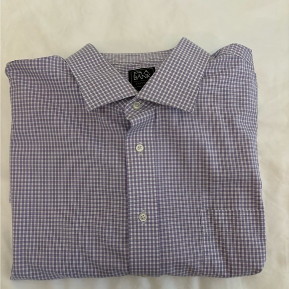 Jos A Banks traditional fit purple and white long sleeve men’s dress shirt - Picture 2 of 5